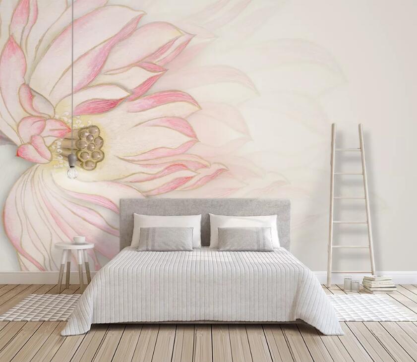3D Pink Lotus WC21 Wall Murals Wallpaper AJ Wallpaper 2