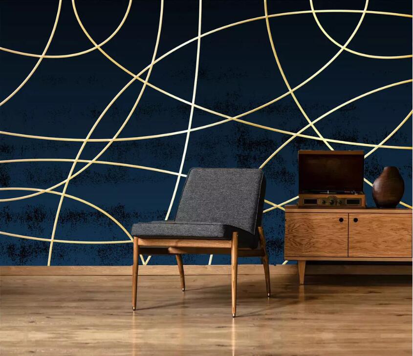 3D Golden Lines WC15 Wall Murals Wallpaper AJ Wallpaper 2