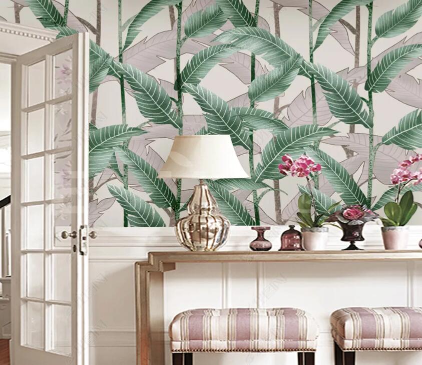 3D Green Leaf WC11 Wall Murals Wallpaper AJ Wallpaper 2