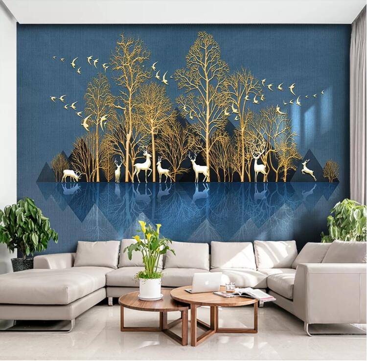 3D Deer Forest WC03 Wall Murals Wallpaper AJ Wallpaper 2
