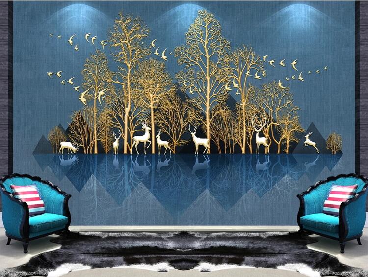 3D Deer Forest WC03 Wall Murals Wallpaper AJ Wallpaper 2