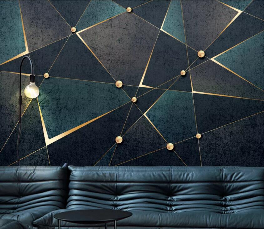 3D Golden Geometry WC94 Wall Murals Wallpaper AJ Wallpaper 2