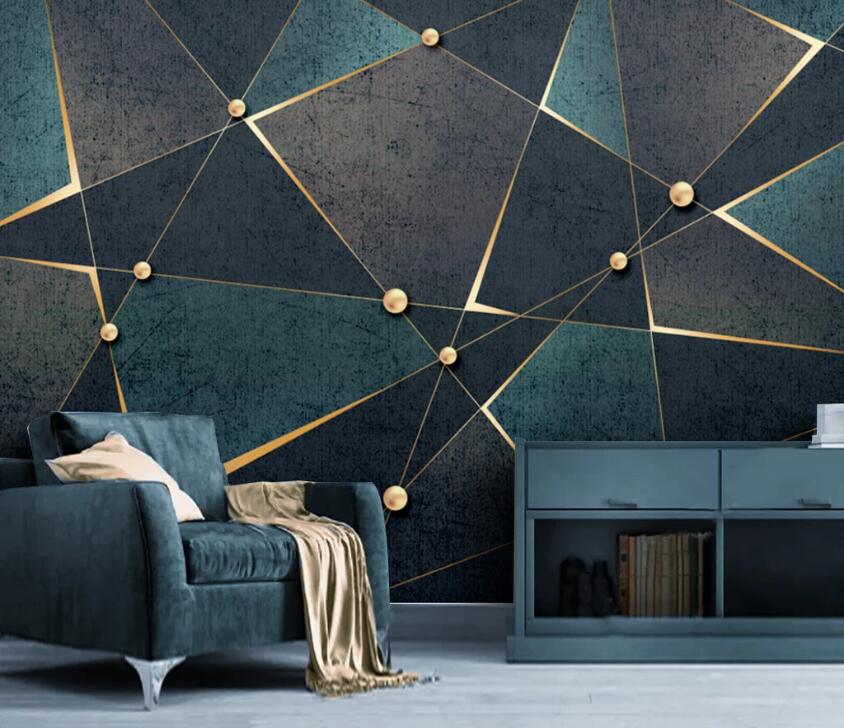 3D Golden Geometry WC94 Wall Murals Wallpaper AJ Wallpaper 2