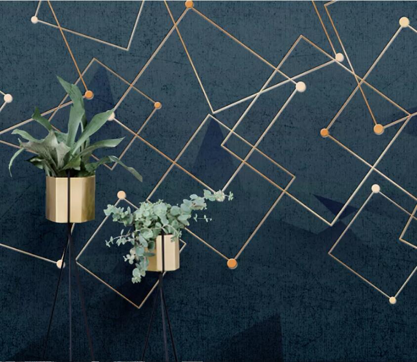 3D Golden Geometry WC89 Wall Murals Wallpaper AJ Wallpaper 2