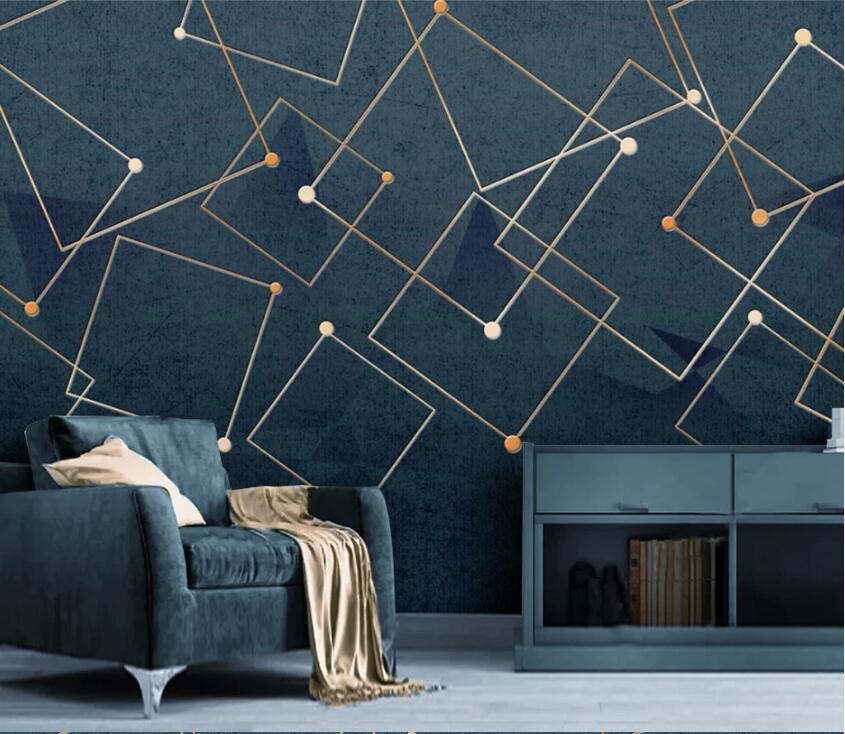 3D Golden Geometry WC89 Wall Murals Wallpaper AJ Wallpaper 2