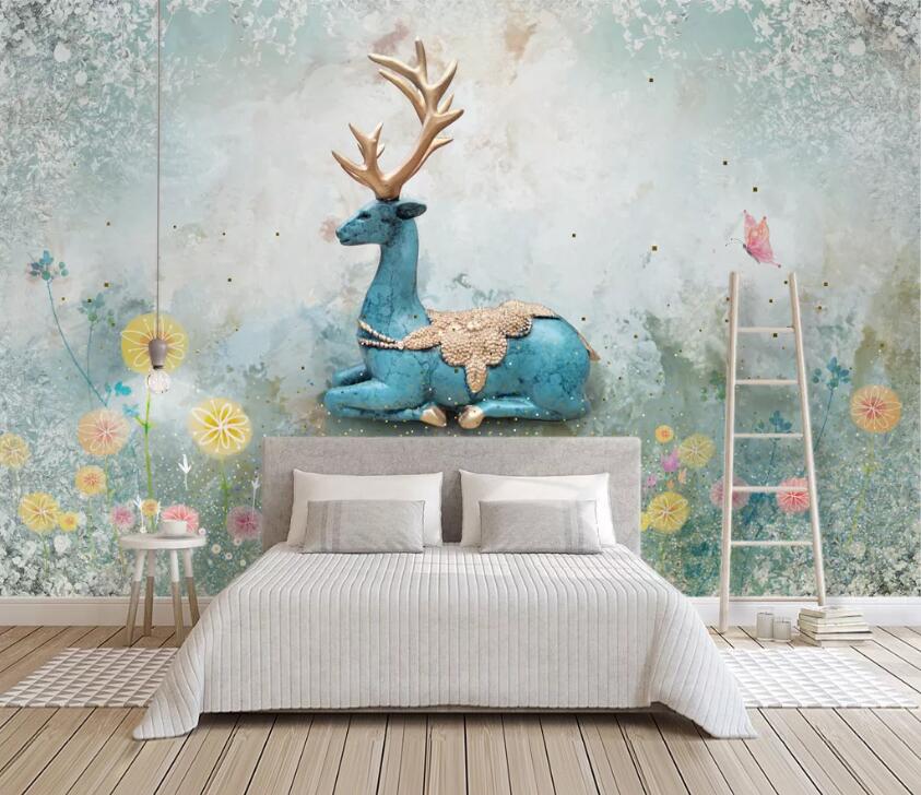3D Blue Elk WC87 Wall Murals Wallpaper AJ Wallpaper 2