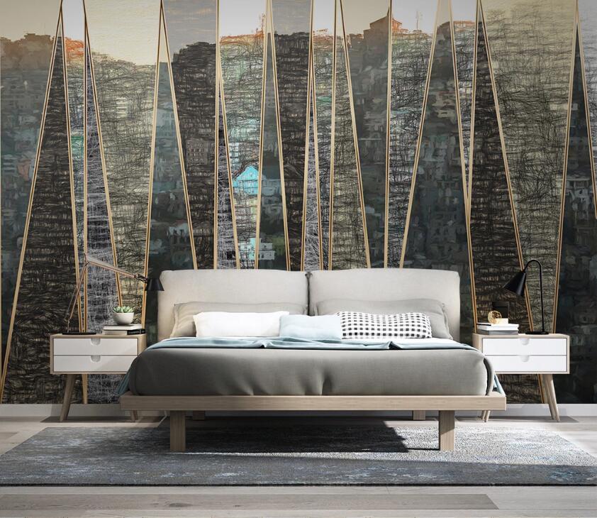 3D Geometric City WC81 Wall Murals Wallpaper AJ Wallpaper 2