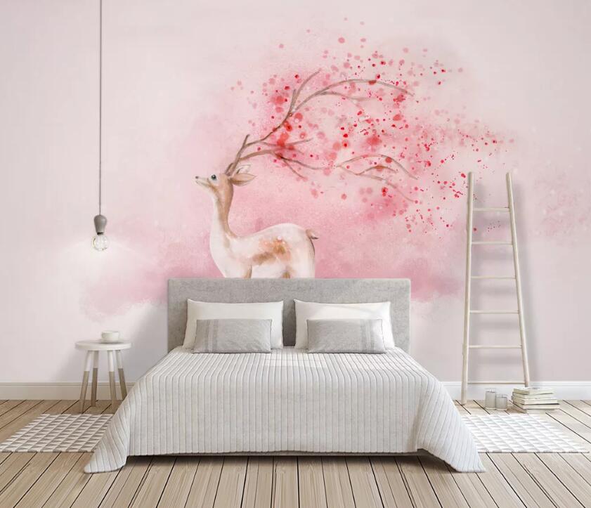 3D Pink Antler WC82 Wall Murals Wallpaper AJ Wallpaper 2