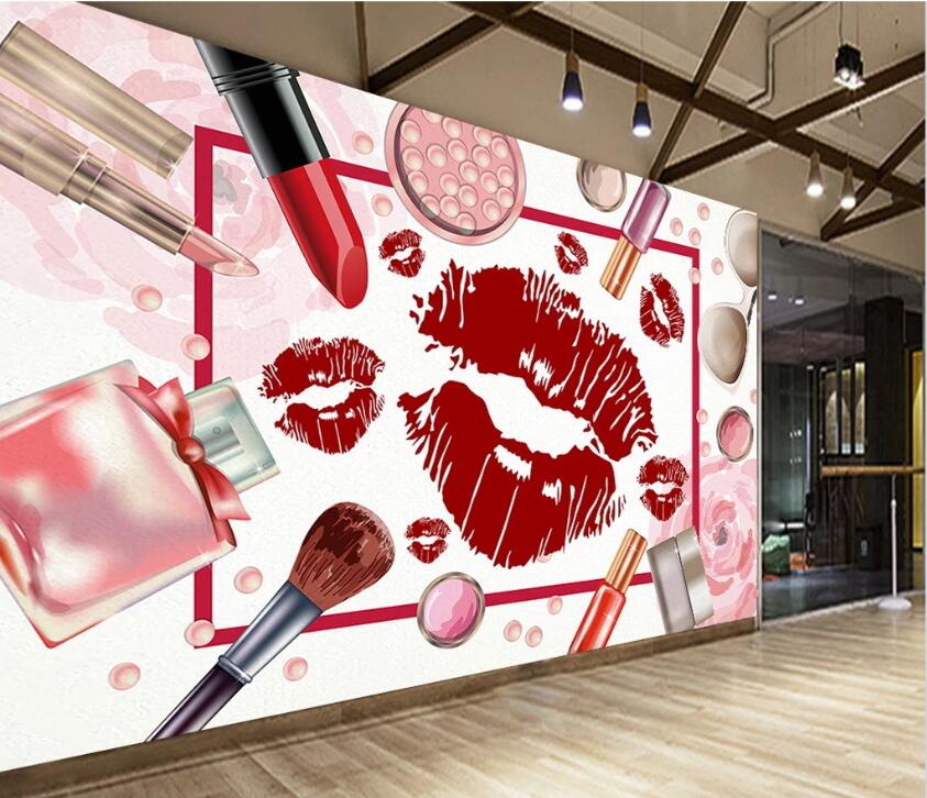 3D Fire Red Lips WC28 Wall Murals Wallpaper AJ Wallpaper 2