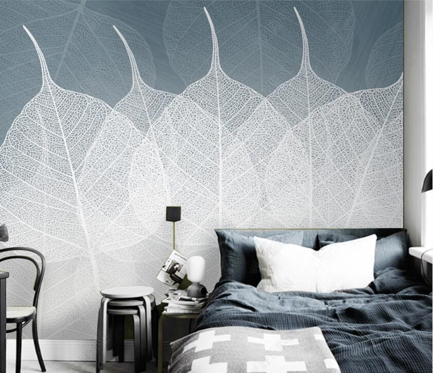 3D White Leaves WC20 Wall Murals Wallpaper AJ Wallpaper 2