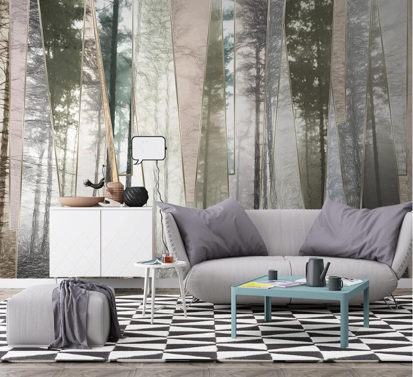 3D Foggy Forest WC02 Wall Murals Wallpaper AJ Wallpaper 2