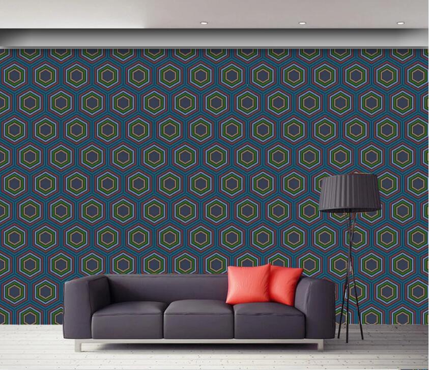 3D Colored Geometric Pattern WC01 Wall Murals Wallpaper AJ Wallpaper 2
