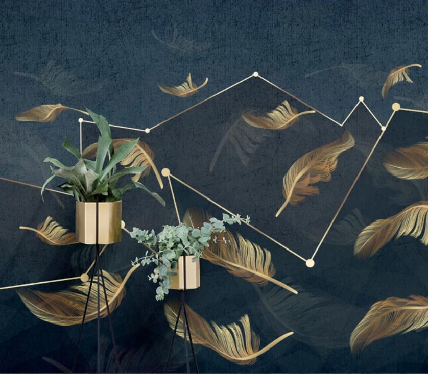 3D Golden Feather WC81 Wall Murals Wallpaper AJ Wallpaper 2