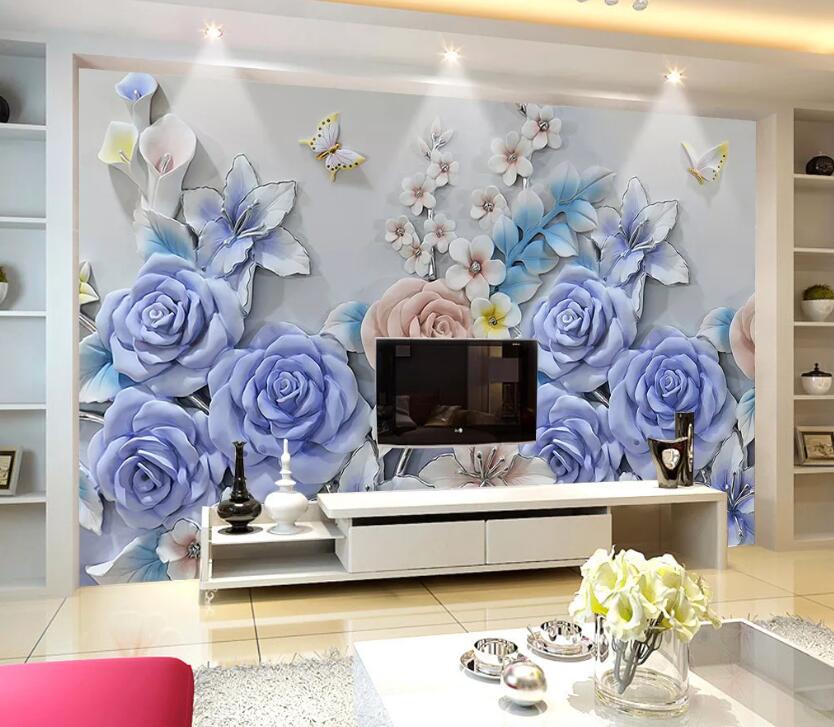 3D Purple Rose WC79 Wall Murals Wallpaper AJ Wallpaper 2