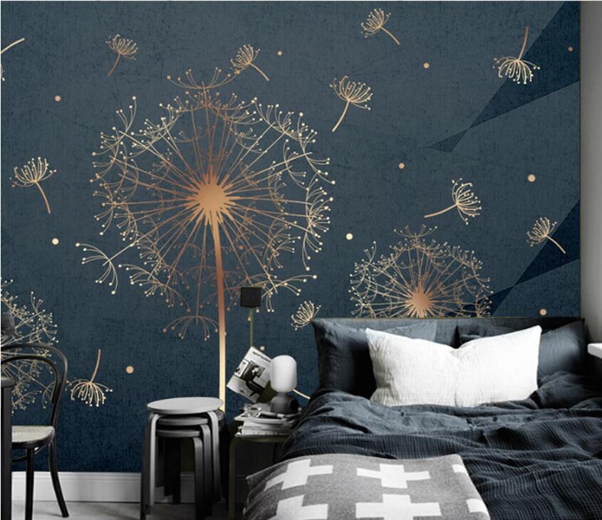 3D Golden Dandelion WC78 Wall Murals Wallpaper AJ Wallpaper 2