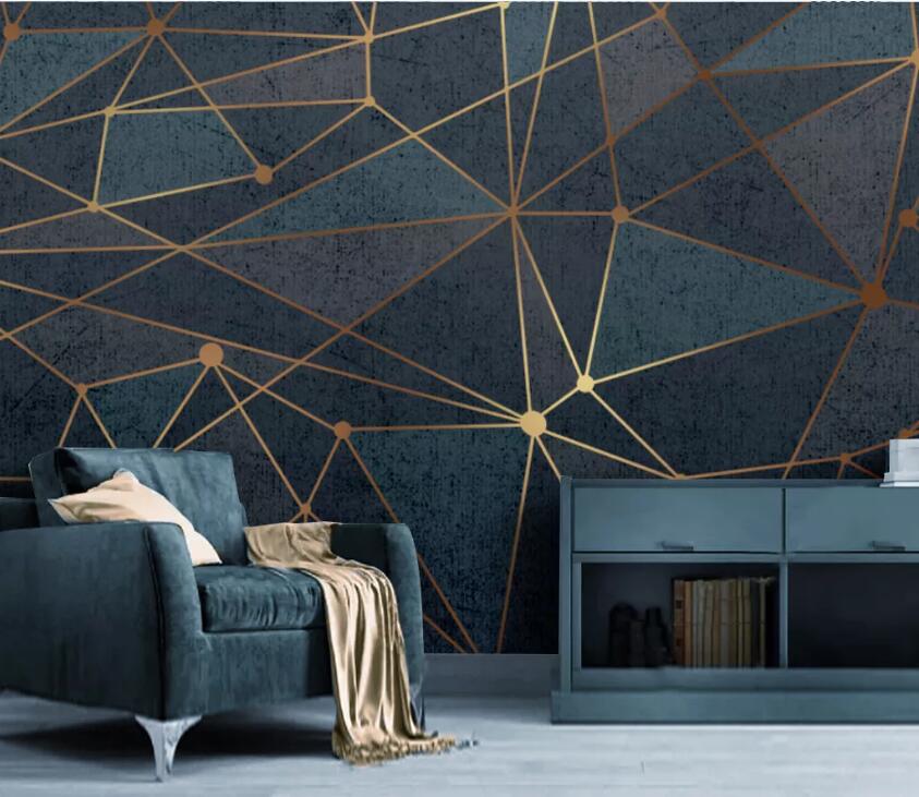 3D Golden Geometry WC68 Wall Murals Wallpaper AJ Wallpaper 2