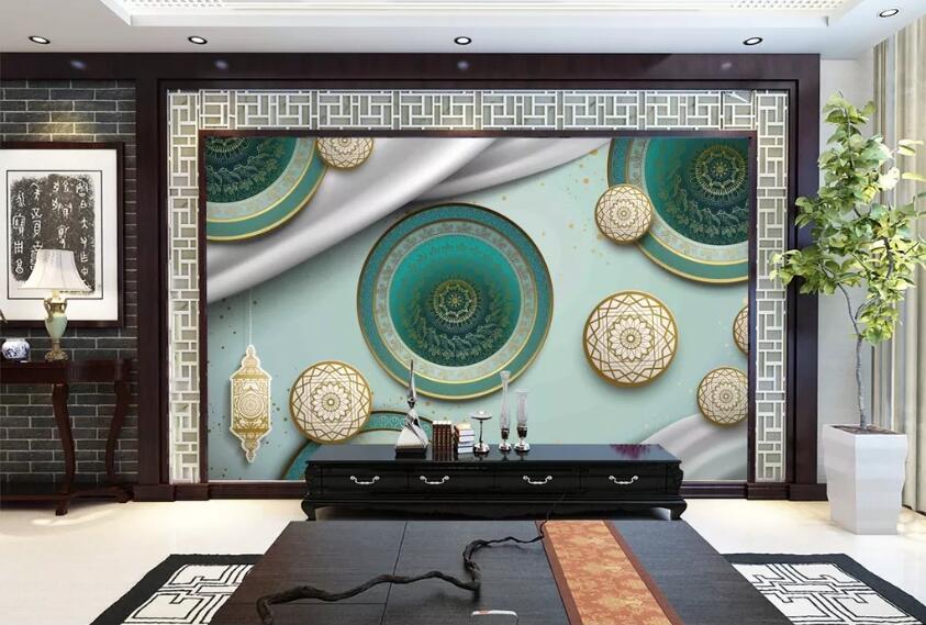 3D Green Geometry WC65 Wall Murals Wallpaper AJ Wallpaper 2