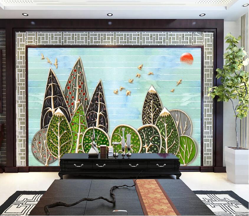 3D Green Plant WC60 Wall Murals Wallpaper AJ Wallpaper 2
