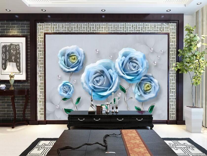 3D Blue Rose WC53 Wall Murals Wallpaper AJ Wallpaper 2