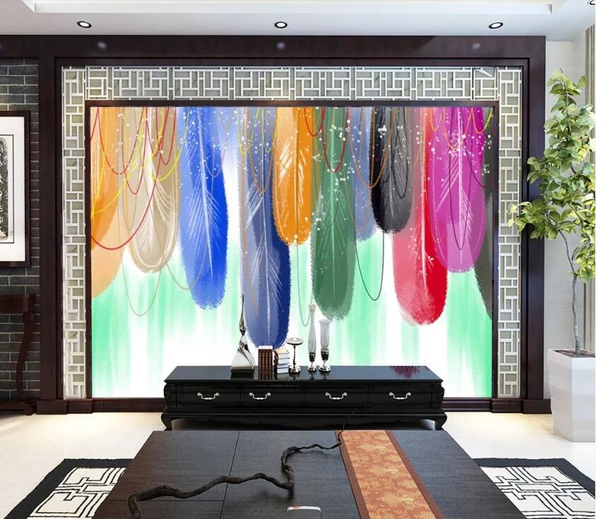 3D Colored Feather WC76 Wall Murals Wallpaper AJ Wallpaper 2
