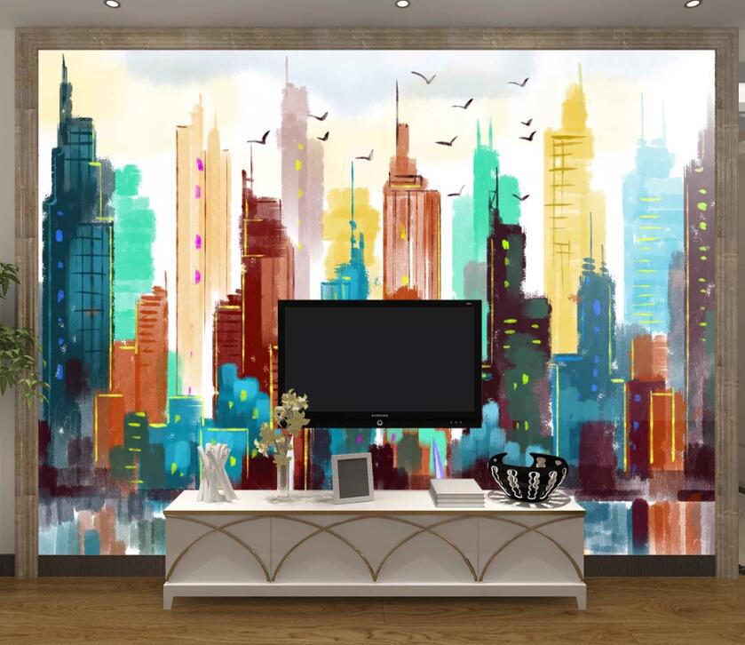 3D Colored Building WC72 Wall Murals Wallpaper AJ Wallpaper 2
