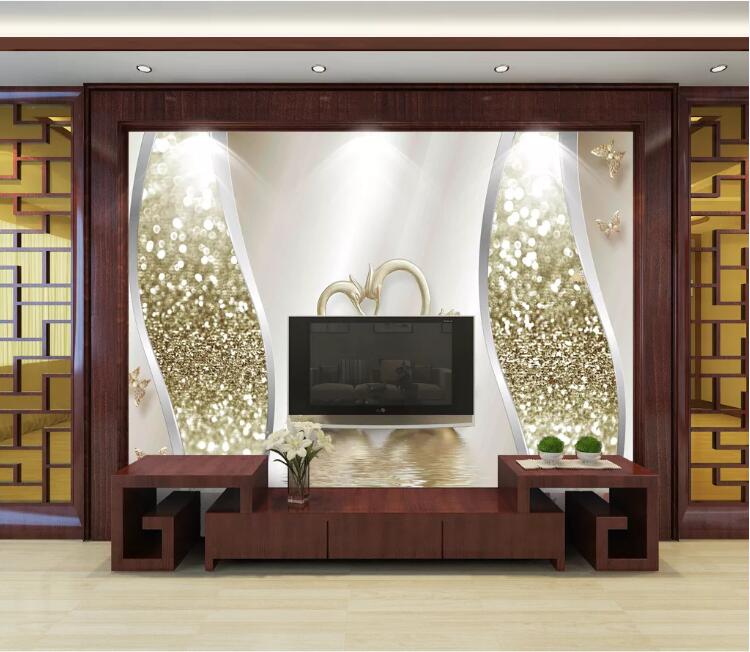 3D Golden Leaves WC67 Wall Murals Wallpaper AJ Wallpaper 2