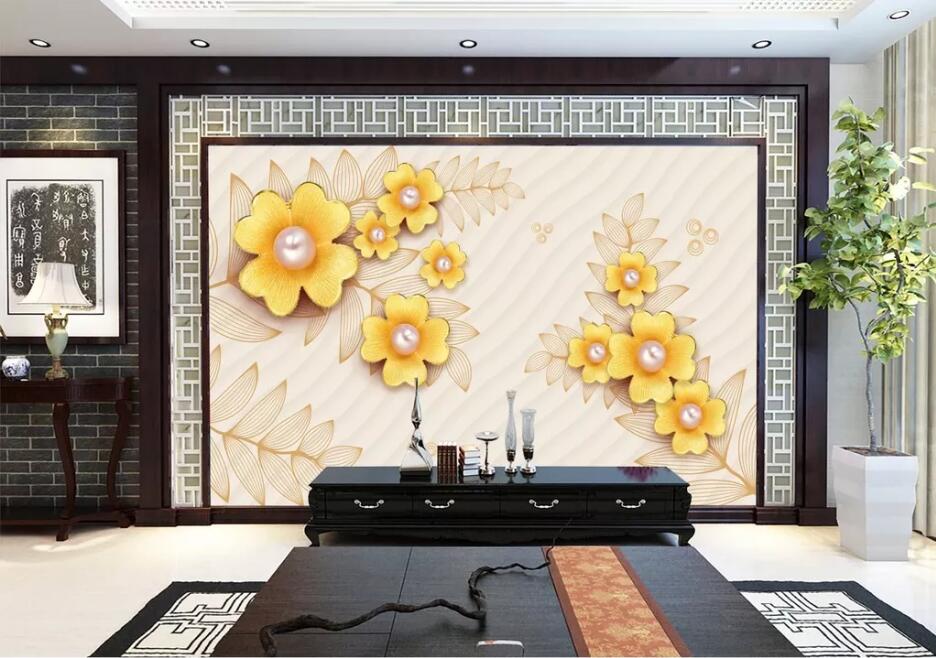 3D Pearl Flower WC65 Wall Murals Wallpaper AJ Wallpaper 2