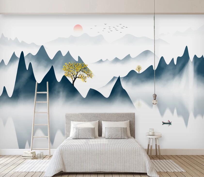 3D Beautiful River Mountain WC52 Wall Murals Wallpaper AJ Wallpaper 2