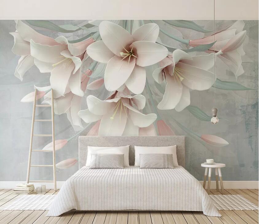 3D White Petals WC46 Wall Murals Wallpaper AJ Wallpaper 2