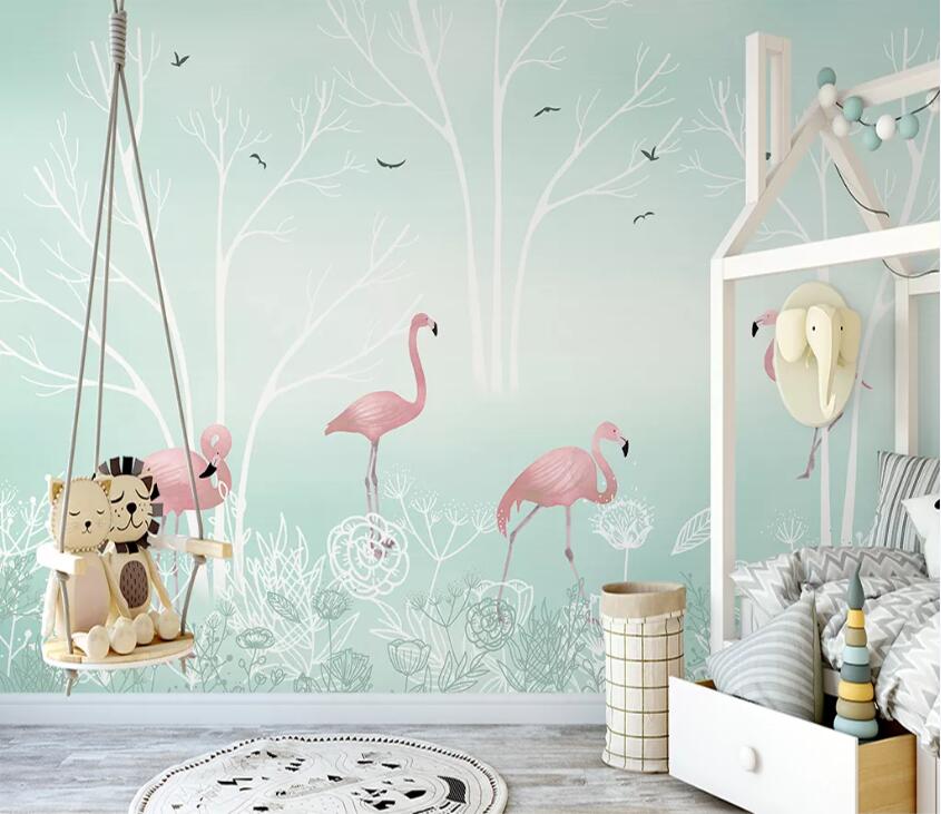 3D Pink Flamingo WC38 Wall Murals Wallpaper AJ Wallpaper 2