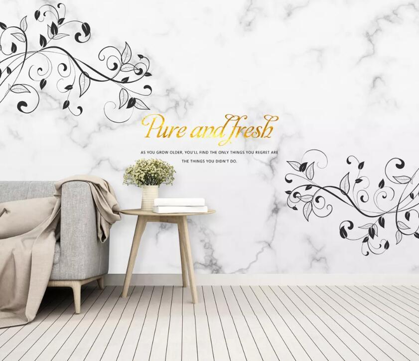 3D Black Flowers WC37 Wall Murals Wallpaper AJ Wallpaper 2