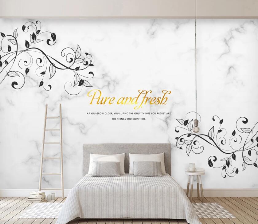 3D Black Flowers WC37 Wall Murals Wallpaper AJ Wallpaper 2