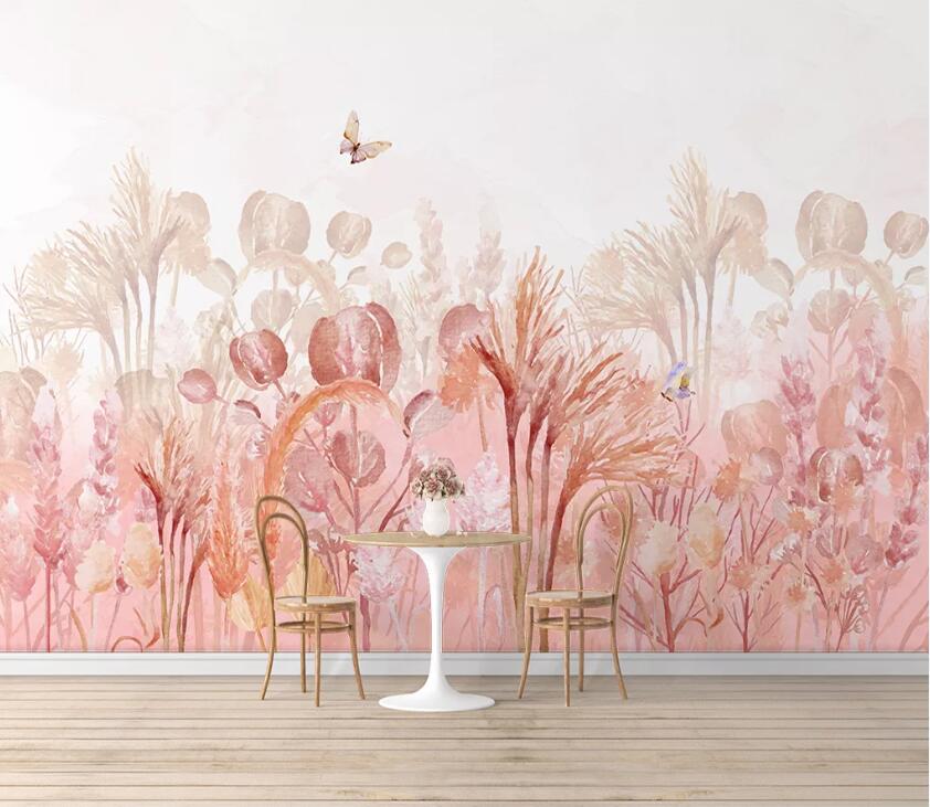 3D Pink Leaves WC27 Wall Murals Wallpaper AJ Wallpaper 2