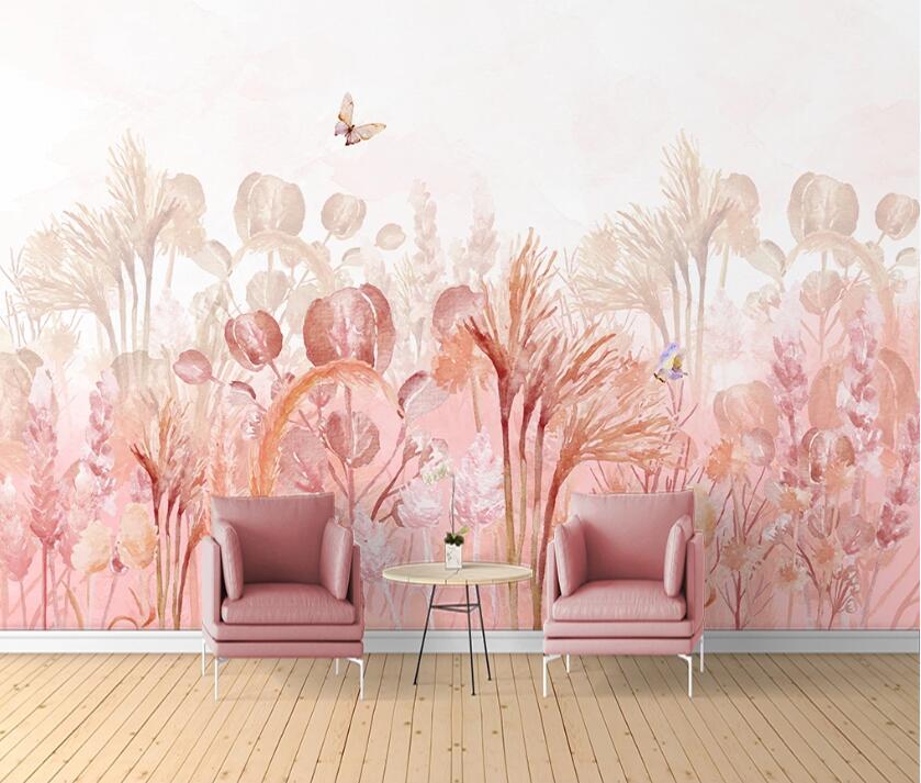 3D Pink Leaves WC27 Wall Murals Wallpaper AJ Wallpaper 2