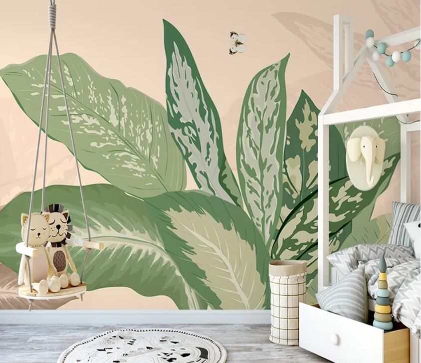 3D Green Leaf WC21 Wall Murals Wallpaper AJ Wallpaper 2