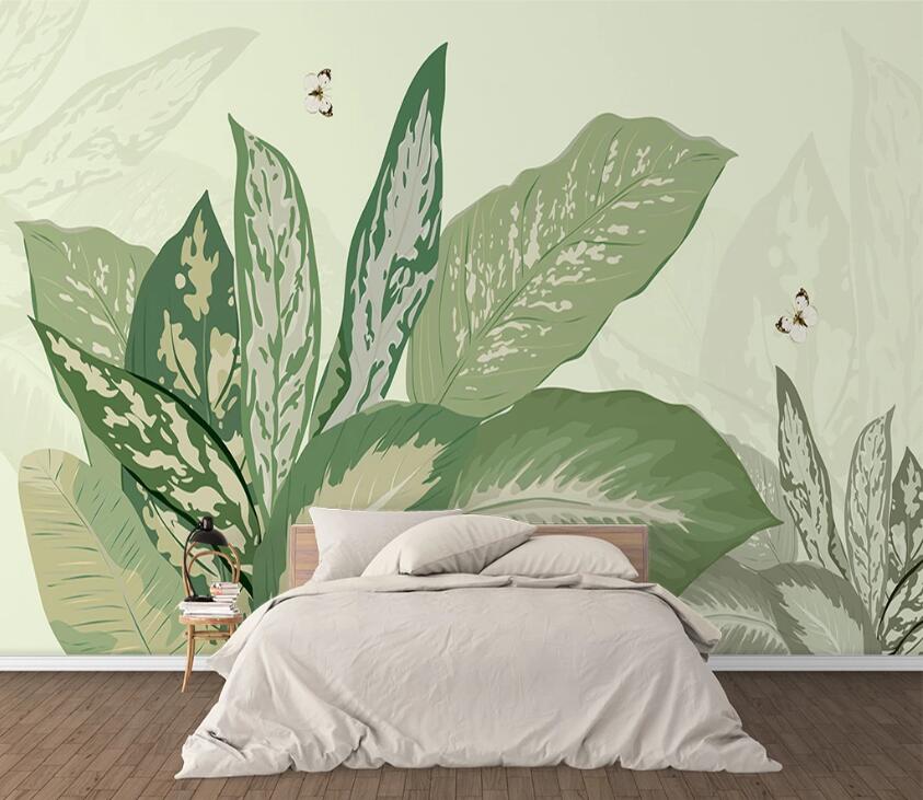 3D Green Leaf WC21 Wall Murals Wallpaper AJ Wallpaper 2