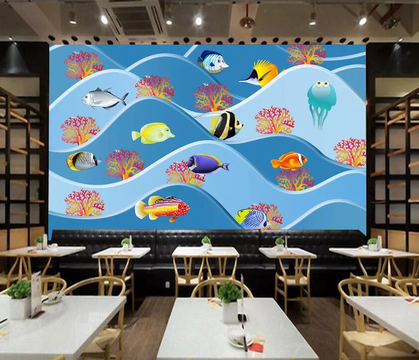 3D Colored Fish WC09 Wall Murals Wallpaper AJ Wallpaper 2