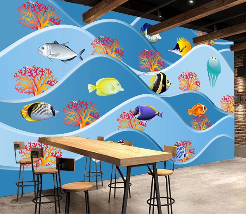 3D Colored Fish WC09 Wall Murals Wallpaper AJ Wallpaper 2