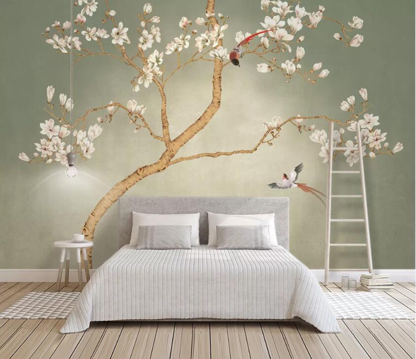 3D Flower Bird WC08 Wall Murals Wallpaper AJ Wallpaper 2