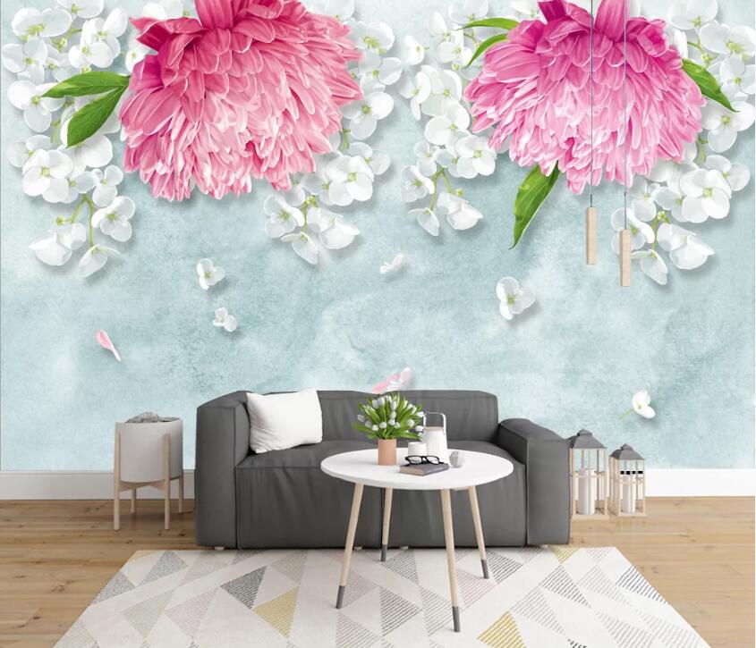 3D Pink Flowers WC98 Wall Murals Wallpaper AJ Wallpaper 2