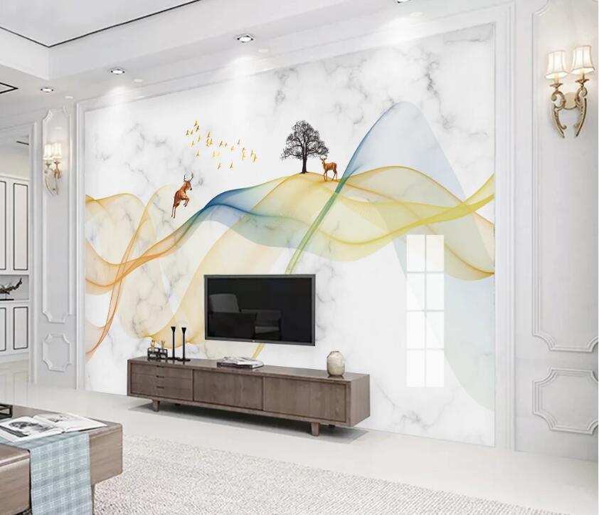 3D Running Deer WC2676 Wall Murals