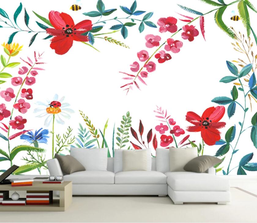 3D Red Flower WC42 Wall Murals Wallpaper AJ Wallpaper 2