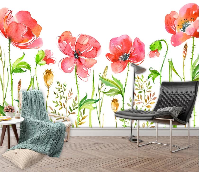 3D Red Flower WC41 Wall Murals Wallpaper AJ Wallpaper 2