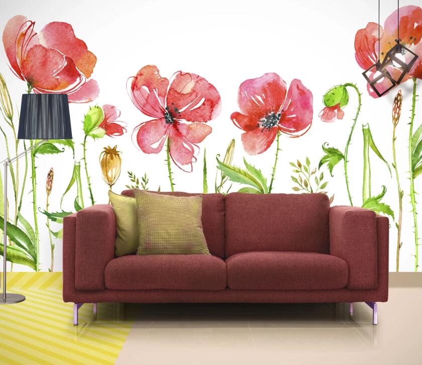 3D Red Flower WC41 Wall Murals Wallpaper AJ Wallpaper 2