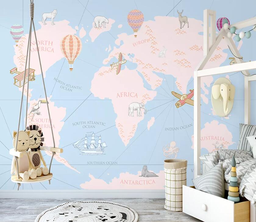 3D Elephant Map WC2651 Wall Murals