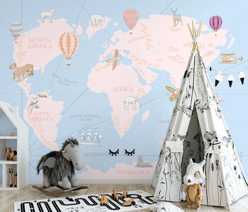 3D Pink Map WC39 Wall Murals Wallpaper AJ Wallpaper 2