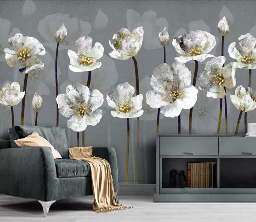 3D White PPetals WC37 Wall Murals Wallpaper AJ Wallpaper 2