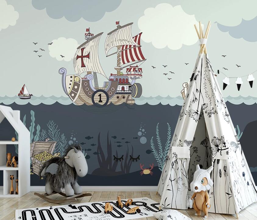3D Sea Sailboat WC2629 Wall Murals