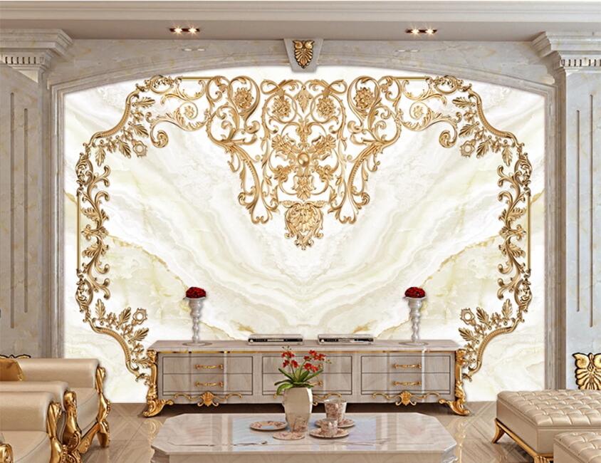 3D Golden Pattern WC04 Wall Murals Wallpaper AJ Wallpaper 2