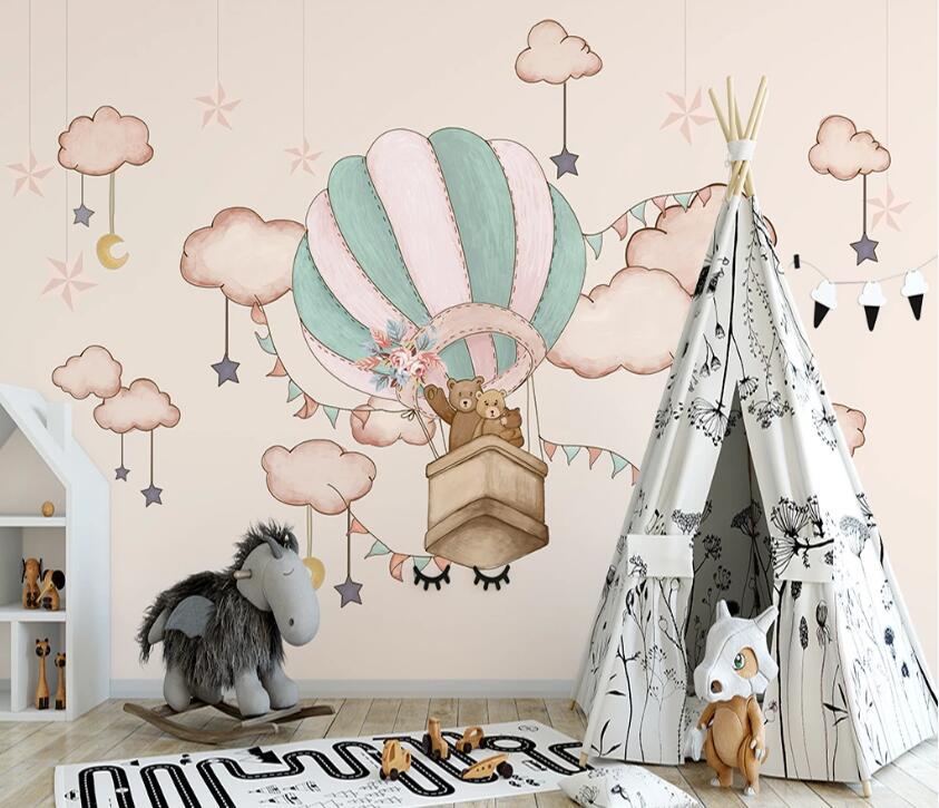 3D Bear Balloon WC02 Wall Murals Wallpaper AJ Wallpaper 2